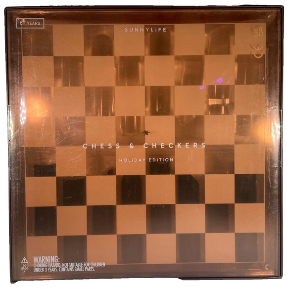 Sunnylife Lucite Chess & Checkers Limited Edition Holiday Whiskey Noir New - Picture 1 of 3
